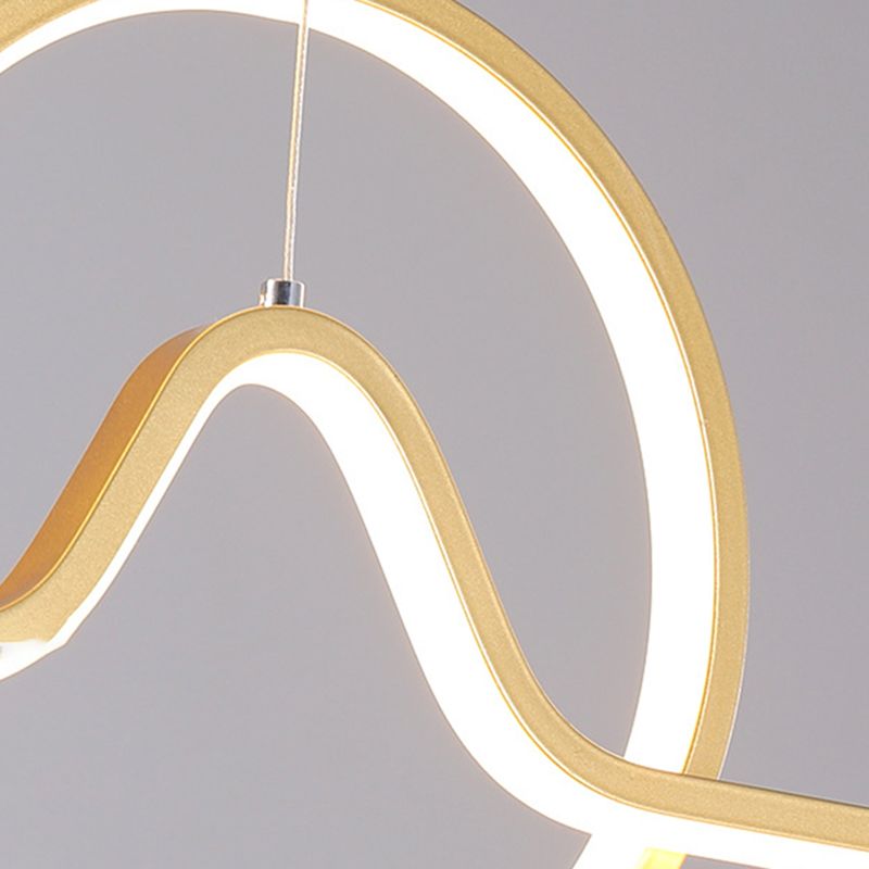 Linear Shape Chandelier Lighting Modern Style Metal 1 Light Island Lamp in Gold/Black