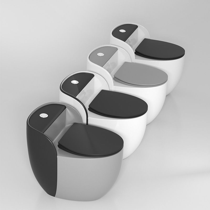 Modern Flush Toilet Ceramic Round-Front One-Piece Toilet with Slow Close Seat