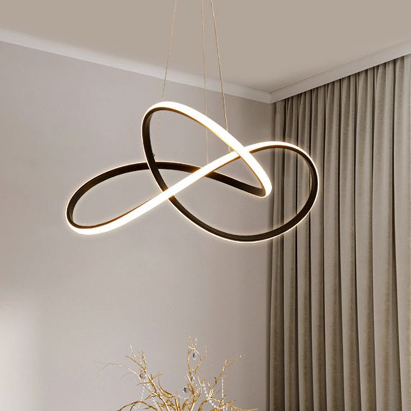 Acrílico espiral colgante lámpara de lámpara de estilo simple led lacera negra lámpara colgante