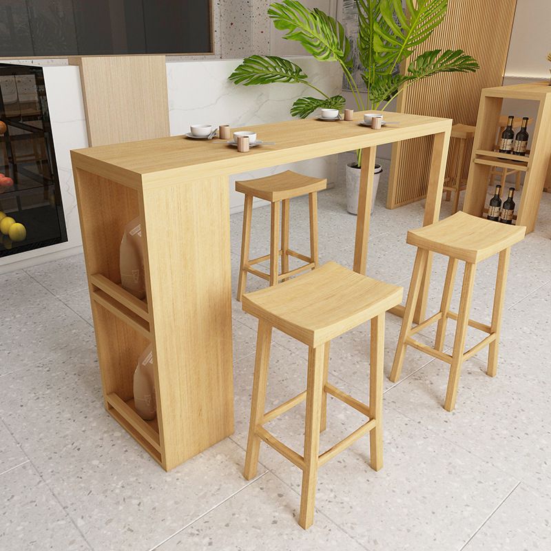 Glam 1/5 Pieces Bar Table Set Rectangle Wood Counter Table for Kitchen