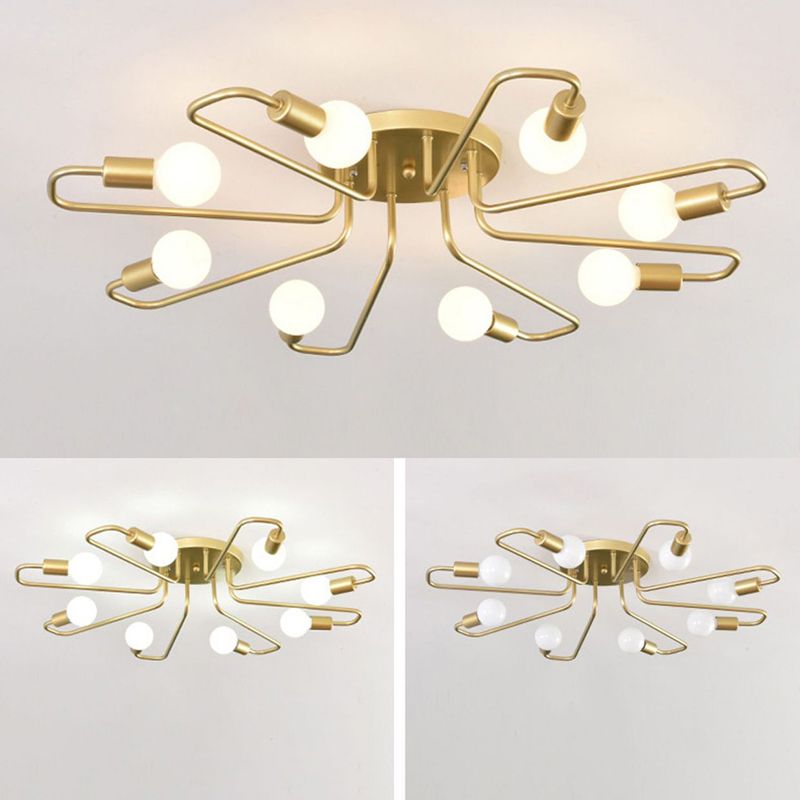 6/8-Light Modern Golden/Black/White Flush Mount Lighting LED Ceiling Light