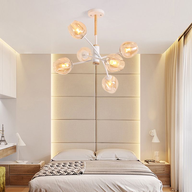 Kuppel Wohnzimmer Kronleuchter Licht Blau/Bräune Glas 6/8 Lichter zeitgenössische stilvolle hängende Anhänger Licht