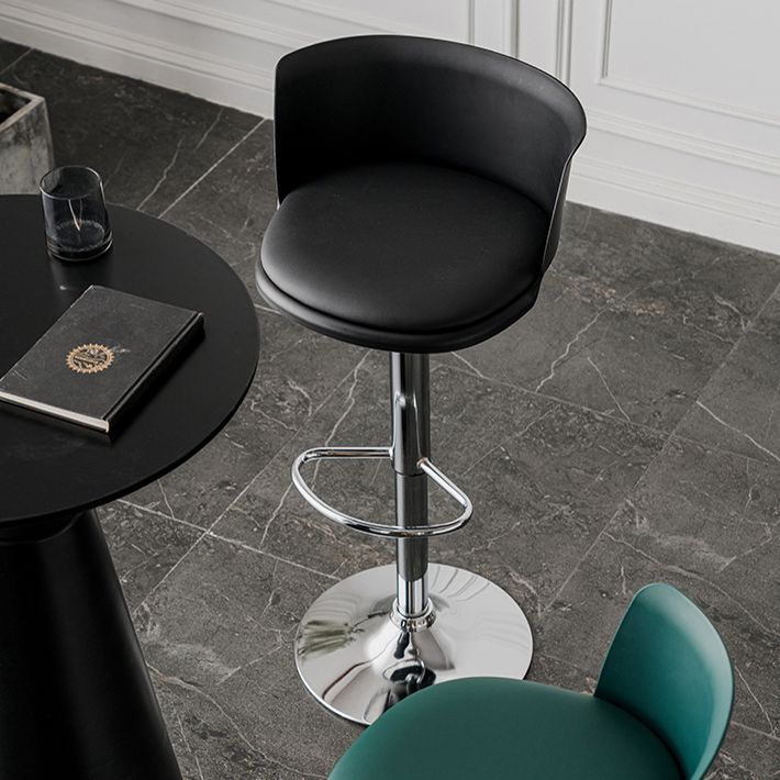 Industrial Backrest Armless Counter Stool Iron Cafe Bar Stool with Adjustable Cushion