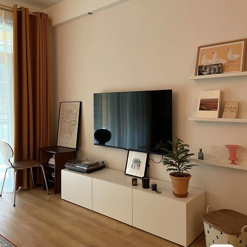 12 / 16 - Inch TV Console Faux Wood TV Console Stand With Cabinets / Drawers in White