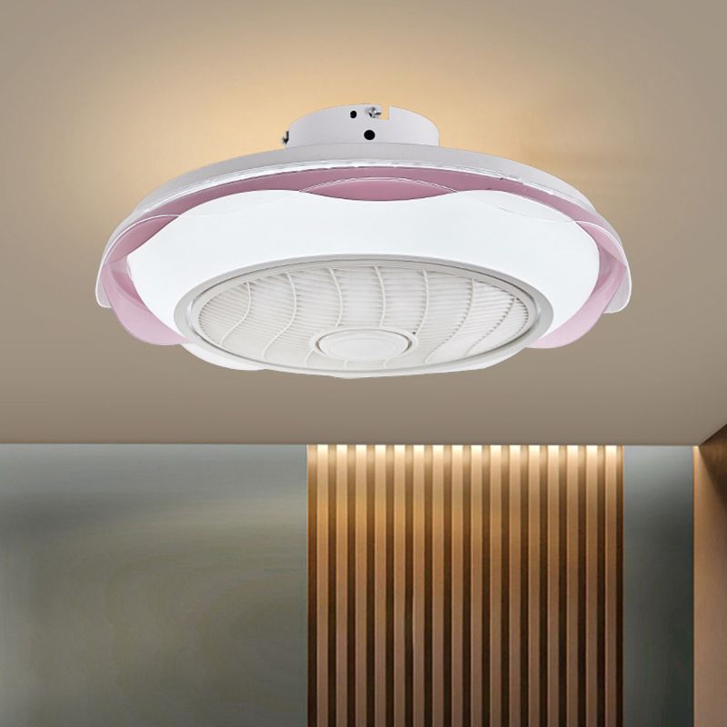 Weiß/Rosa/Blue Circle Deckenlüfter Leuchte Modernismus LED Metal Semi Flush Lampe, 20,5 "W.