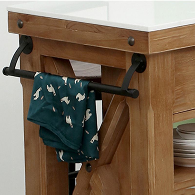 Modern Solid Wood Rectangle Kitchen Island Cart with Casters