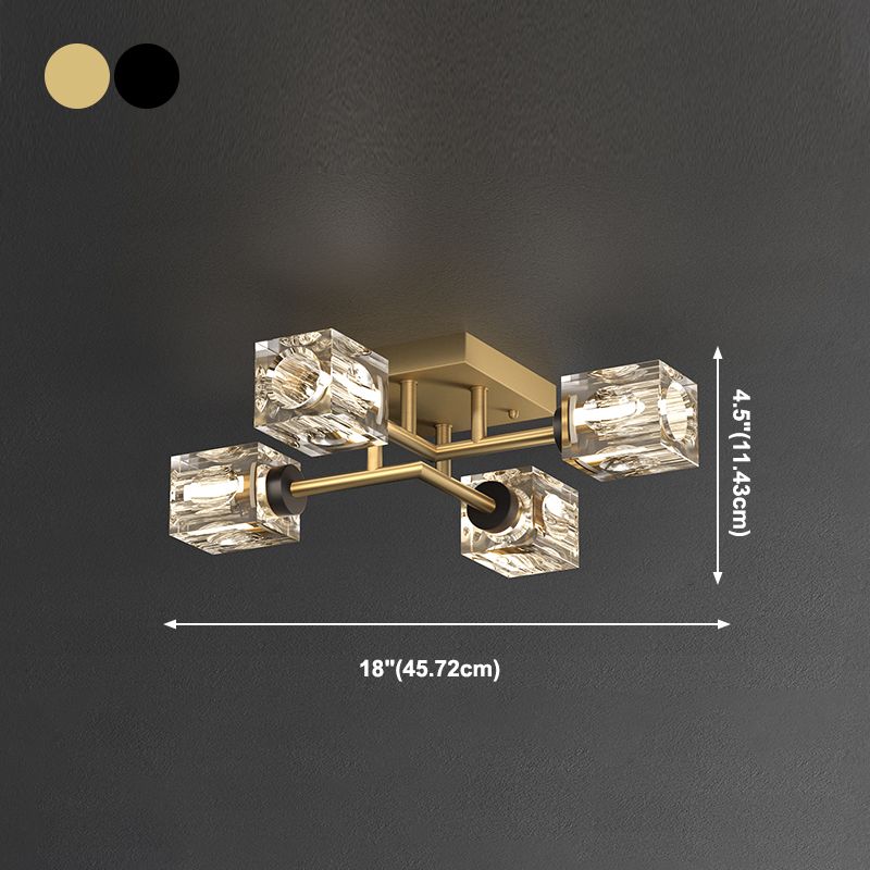 Cubo contemporáneo Flush Lighting Lighting de montaje de altura de cristal para sala de estar