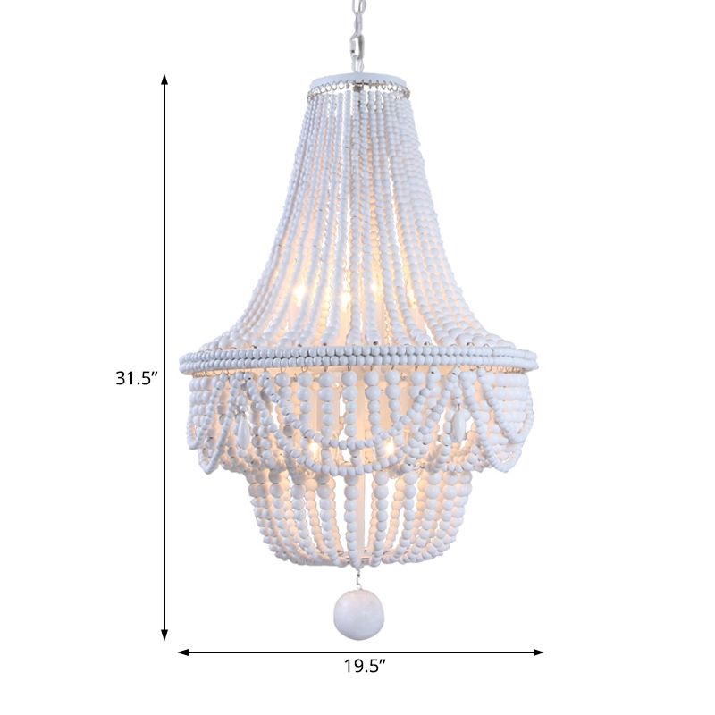 Jar Empire Chandelier Modern Wood 8 Bulbs Hanging Ceiling Light in White with Global Drop