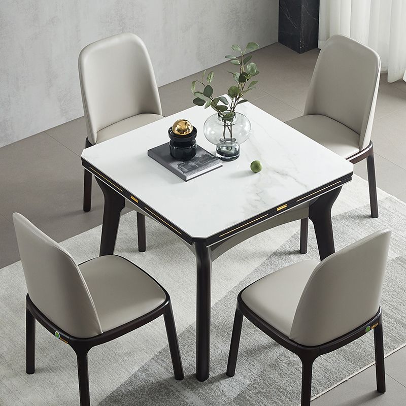 Modern Extendable Stone Drop Leaf Folding Square Dining Table for Dining Room