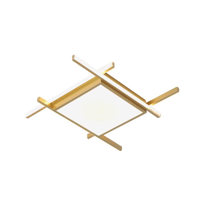 Aluminum Square Flush-Mount Light Fixture Modernism Gold Finish 18"/23" Wide LED Ceiling Lighting in Warm/White Light
