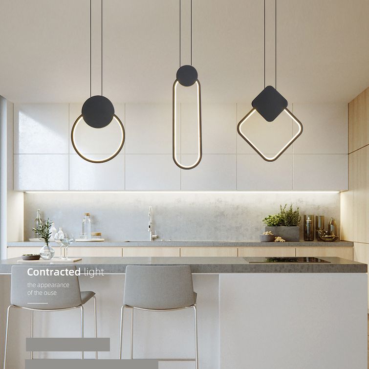 LED Slaapkamer Hanglamp Lichte armatuur eenvoud plafond hanger licht met geometrische metalen schaduw