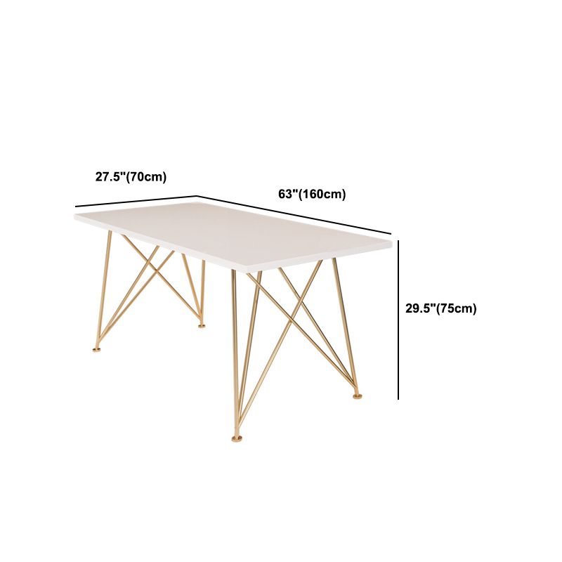 Rectangular Glam Writing Desk White Wooden Writing Desk with Metal Legs