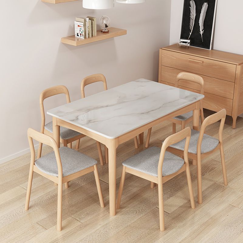 White Top Dinette Table with Wooden Legs Modern Dining Table for Home