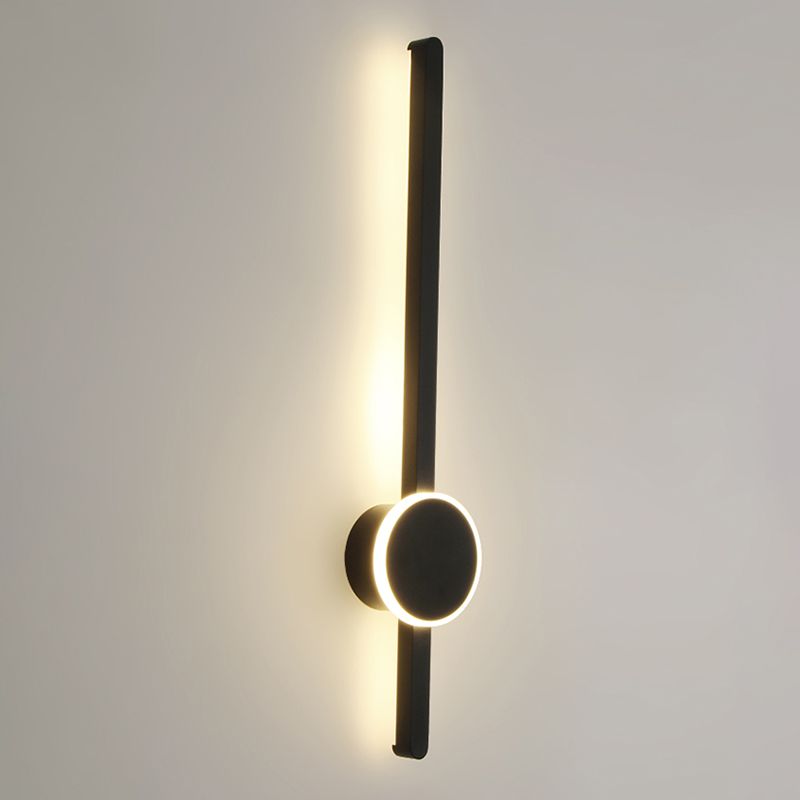 Linear Shape Metal Wall Lighting Modern Style 2 Lights Wall Mounted Light in Black