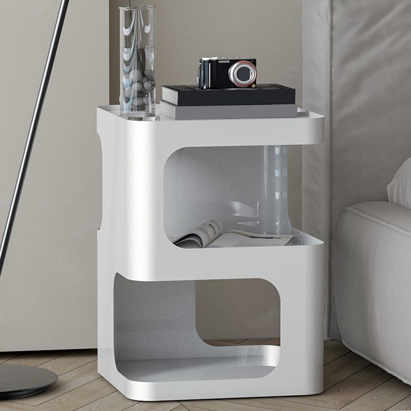 Square Iron End Table Set 21.26" Tall Metal Side Table with Storage Shelves