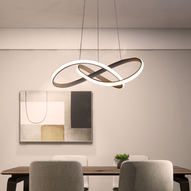 Modern Dining Room Lighting Twisted Turned Lighting Fishersts con ombra acrilica