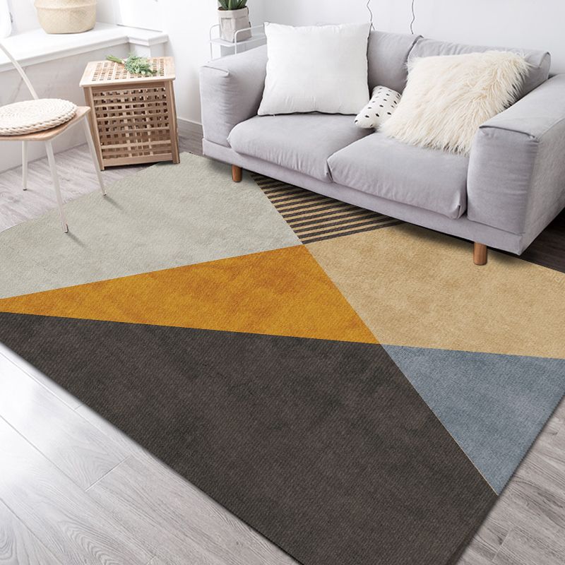 Blue Modern Area Carpet Color Block Polyester Area Rug Non-Slip Backing Rug for Home Decor