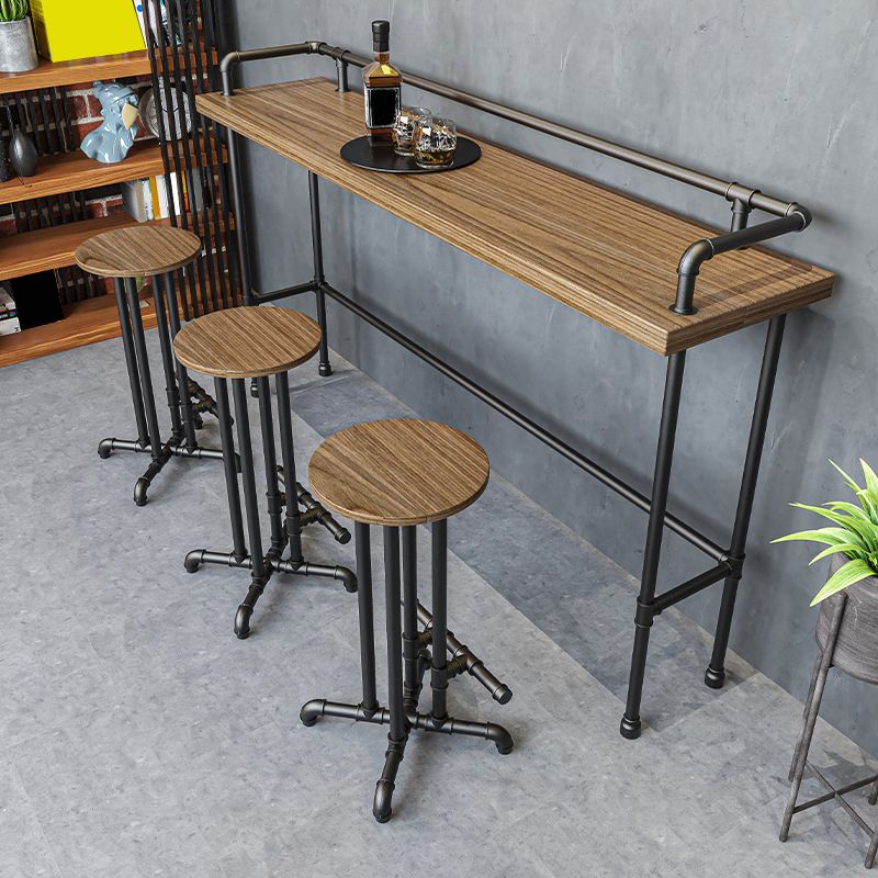 Industrial Metal Pub/Bar Table with Wood Top Counter Wine Table