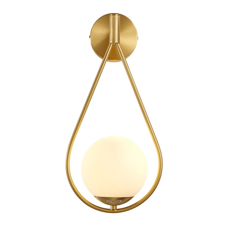 10.6 Inches Height Brass Wall Sconce with Frosted White Glass Shade Nordic Simplicity Style Wall Mount Lamp in Gold