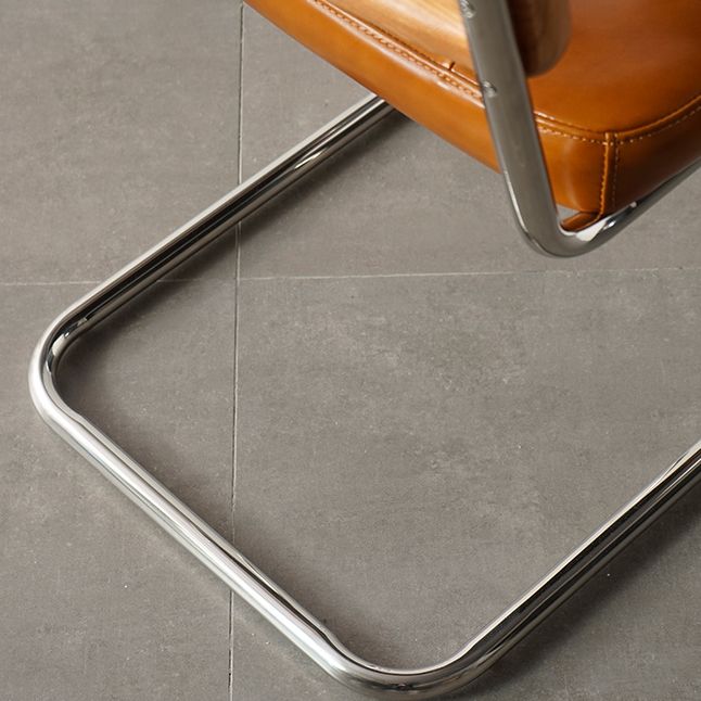 Modern Backrest Cushion Chair with Metal Base for Dining Room