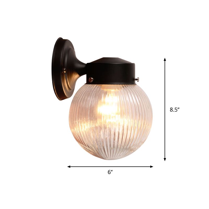 Globe Wall Light Fixture Vintage 1 Light Mini Wall Sconce with White/Clear Glass Shade for Bathroom