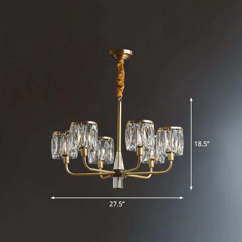 Antique lampadario del lampadario cilindrico oro oro lampadario postmodernista cristallo prisma lampada