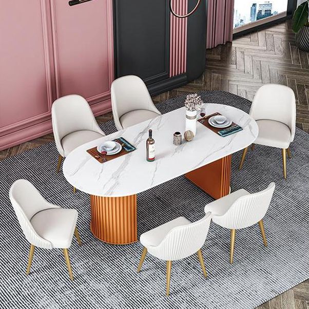 Mesa de comedor ovalada estándar moderna, mesa de comedor de piedra sinterizada para cocina