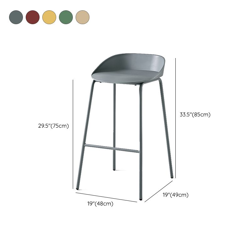 Indoor Plastic and Metal Bar Stool Modern Low Back Armless Bar Stool