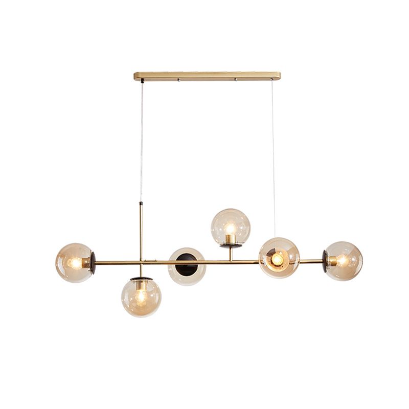 Modern Island Light Multi Lights Island Hanging Light with Glass Shade for Living Room