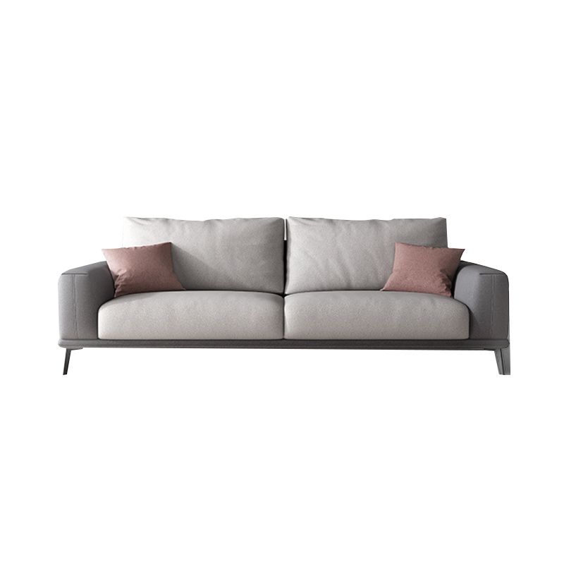 Fabric Living Room Square Arm Standard Cushions Light-grey Settee