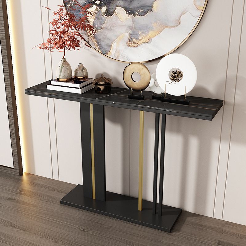 Modern Rectangle Console Table 31.5" Tall Stone Accent Table for Hall