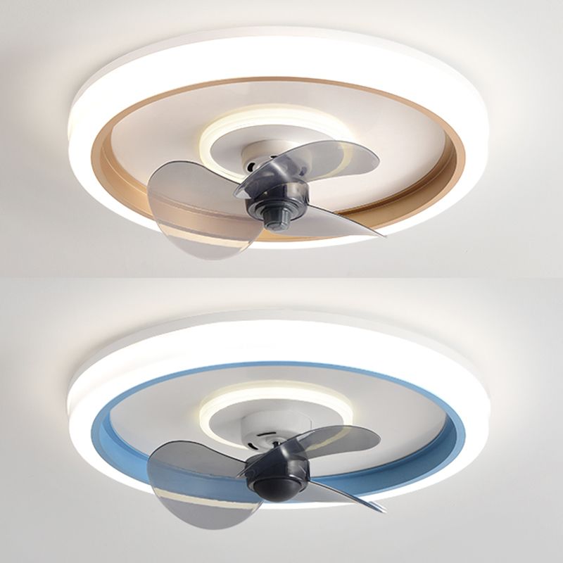 Round Shape Metal Ceiling Fan Lamp Modern Style 2 Lights Ceiling Fans
