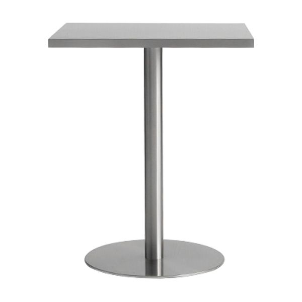 Metal Industrial Square Dining Table Stainless Steel Top Table with Pedestal