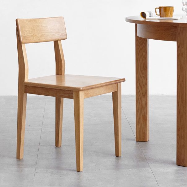Oak Solid Wood Dining Chair Contemporary Kitchen Armless Chair