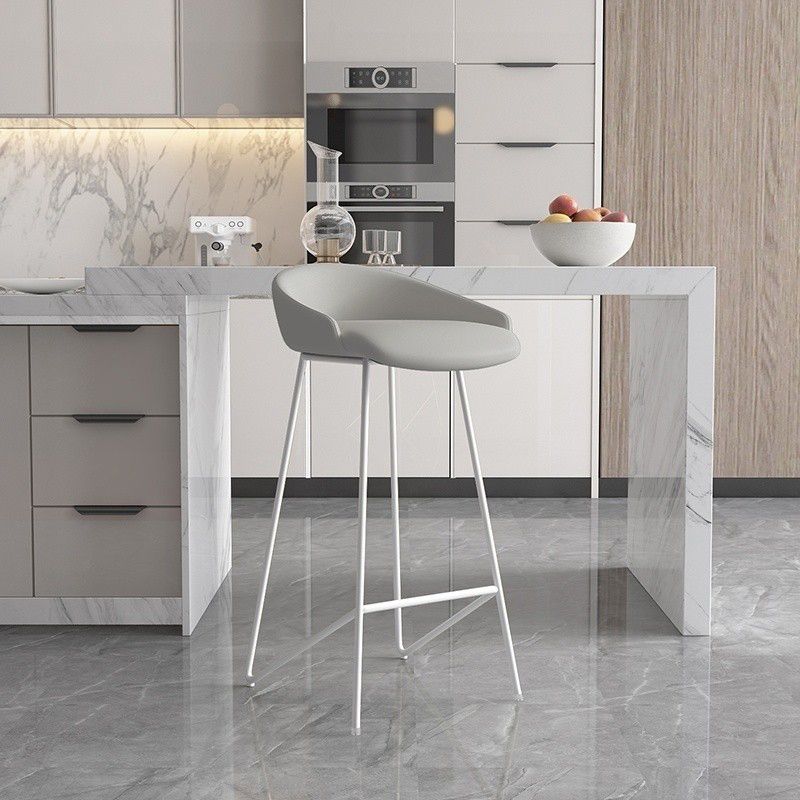 Faux Leather Armless Counter Stool Industrial Low Back Bar Stool