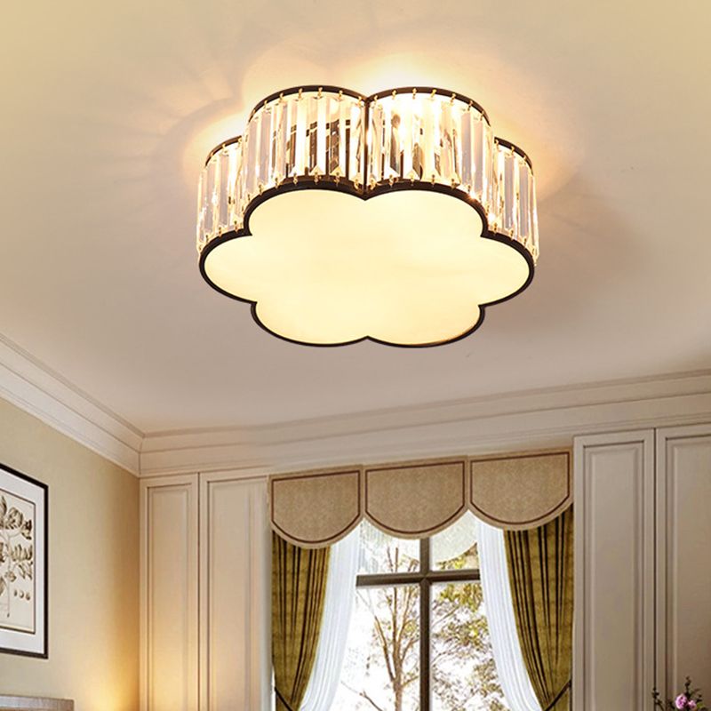 Floral Flush Mount Light Simplicity Clear Crystal Living Room Flush Mount Ceiling Light