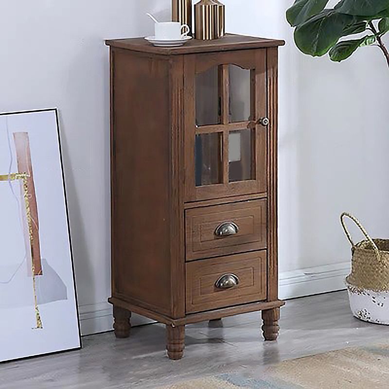 Contemporary 1 - Door 1 Shelves Glass Paned with Drawer Solid Wood Chest