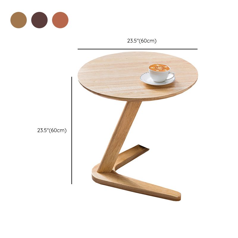 Contemporary Round Side Table Rubberwood Side End Snack Table