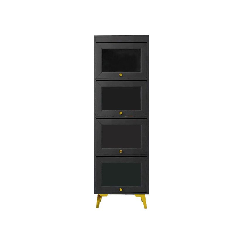 Modern 11.81" W Wooden Side Cabinet with Glass Doors in Black