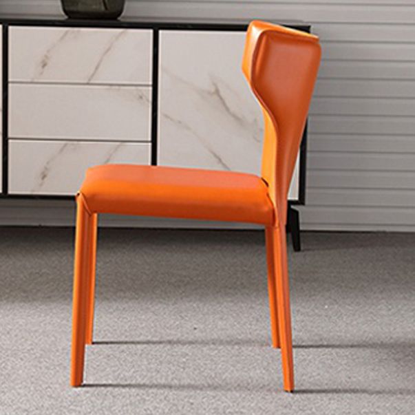 Modern Metal Dining Room Chair Armless Leather Side Chair for Home Use