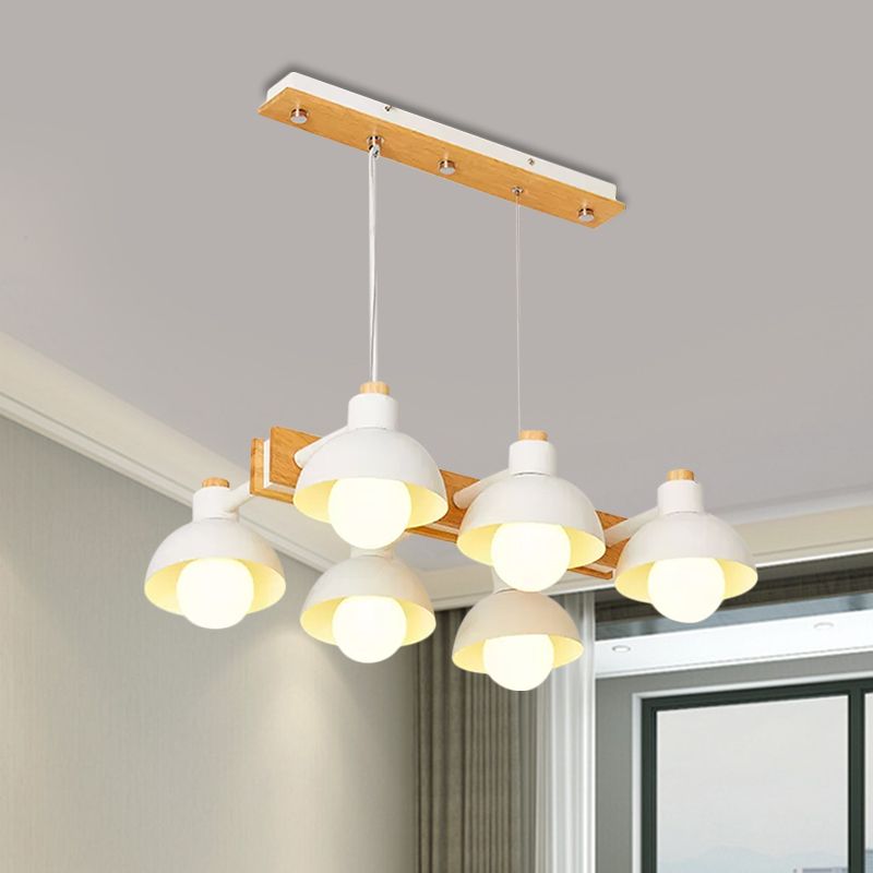 4/6 luces de tono de domo lineal lámpara lineal isla de metal nórdica iluminación en blanco