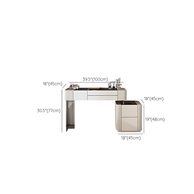 Glam Bedroom Makeup Vanity Desk Glass Vanity Dressing Table Set