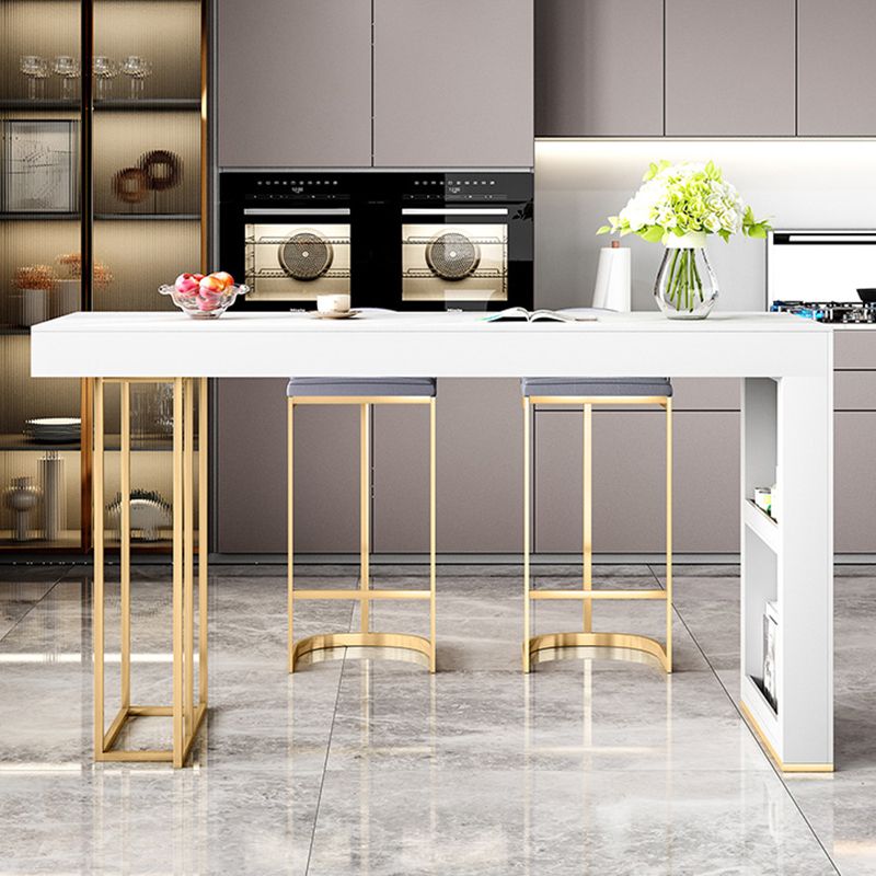 Rectangle Bistro Bar Table Sintered Stone Bar Table with Shelves