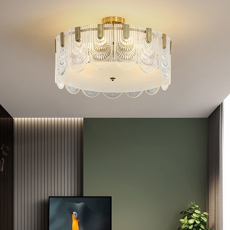 Modern Geometric Ceiling Light Glass Flush Mount Light for Living Room