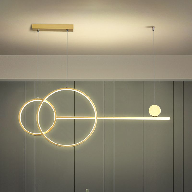 Idee di illuminazione dell'isola circolare nera/oro lampada lampadario acrilico a led nordica con design di linea