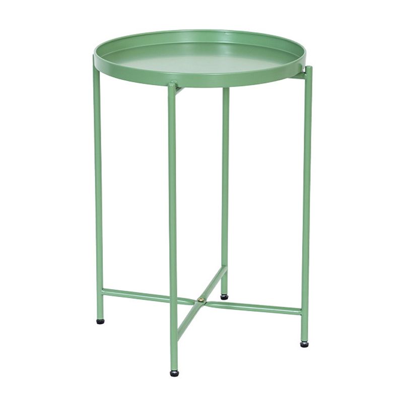 Modern Cross Legs Corner Table Round Tray Top Side End Table