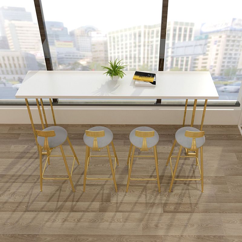 Glam Style Rectangle Counter Set 1/5 Pieces Solid Wood Bistro Set