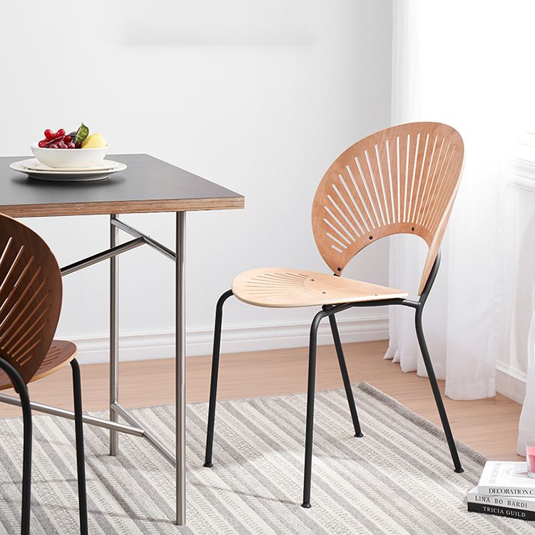 Contemporary Metal Dining Room Chairs Wood Dining Armless chairs for Home Use