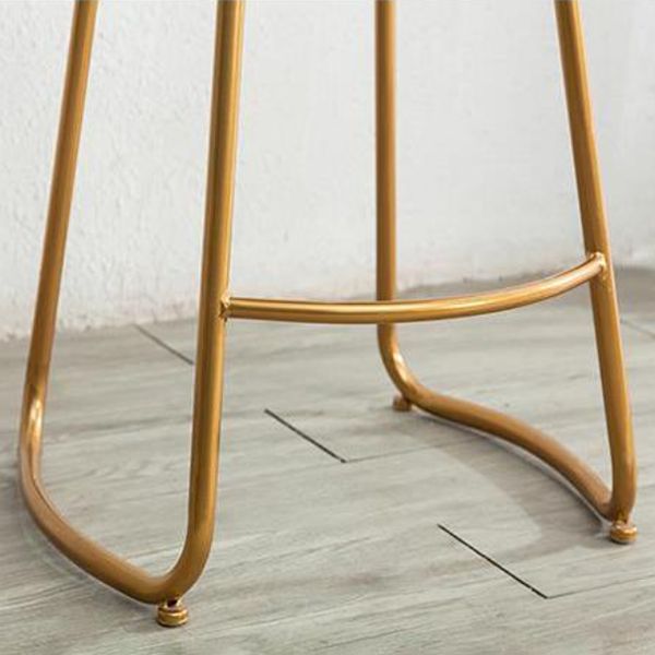 Modern Armless Backless Counter Stool Iron Kitchen Bar Stool with Pedal and Wooden Seat