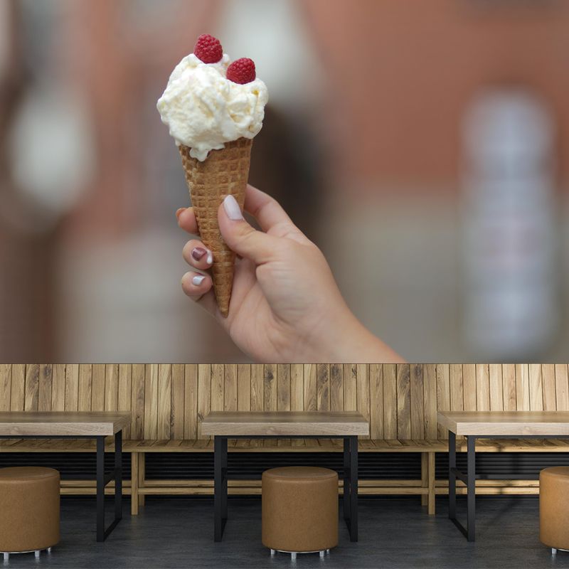 Nice Ice Cream Mural Mildew Resistant Contemporary Wall Covering for Commercial Use